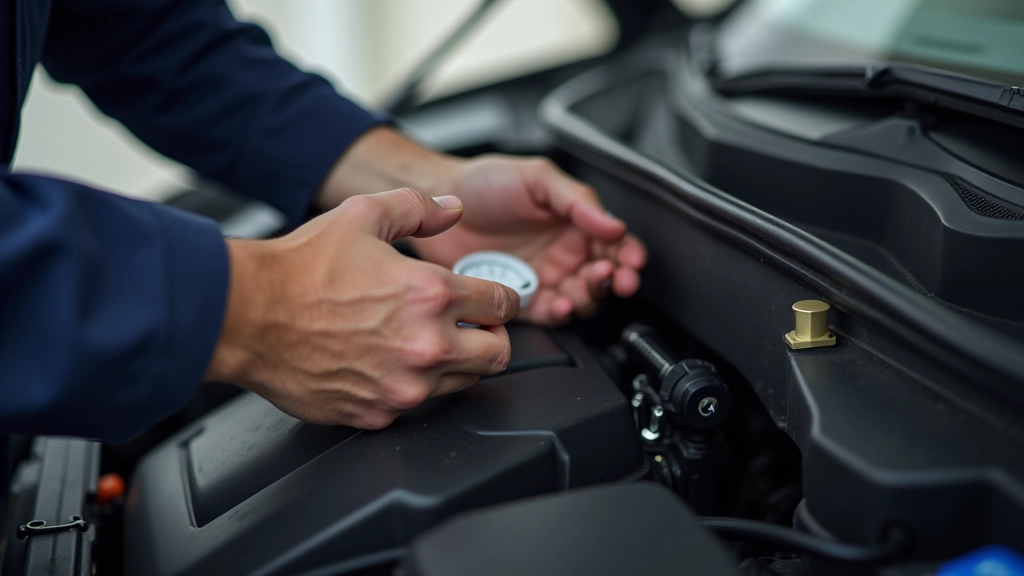 Vérification du liquide de refroidissement dans le radiateur d'une voiture