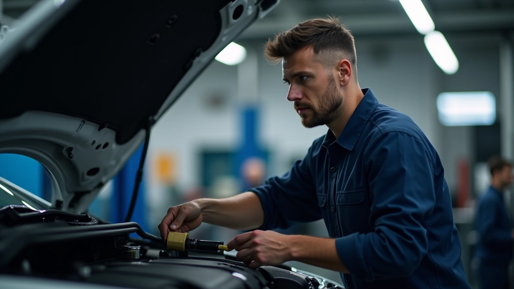 Mécanicien effectuant l'entretien complet d'un moteur automobile dans un atelier professionnel