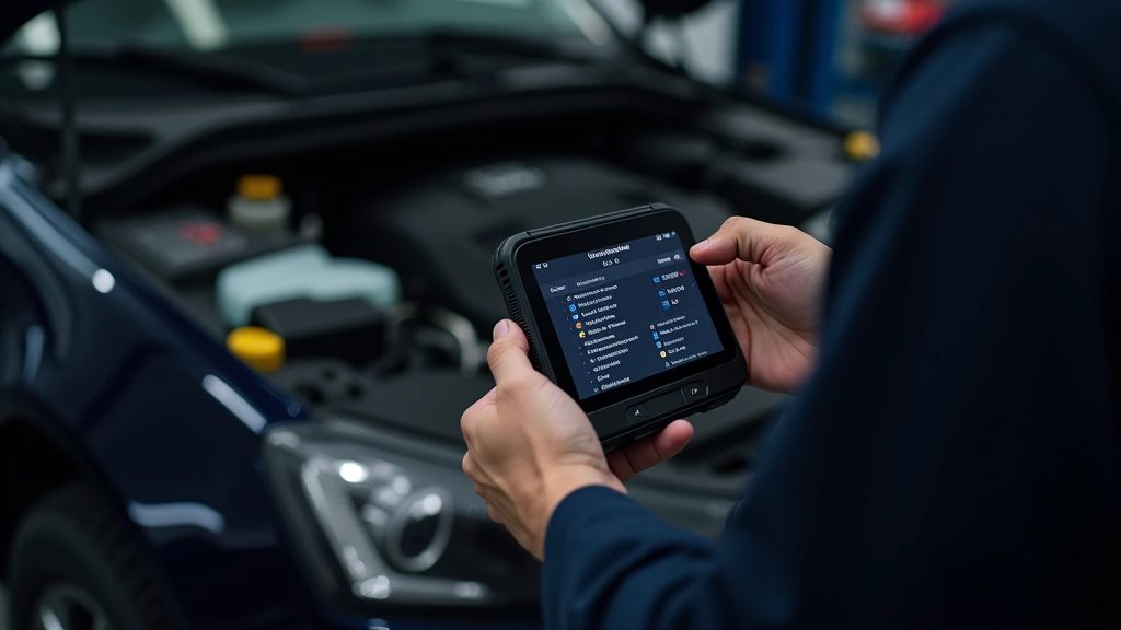 Lecteur de diagnostic OBD-II branché sur une voiture pour vérifier les codes d'erreur moteur