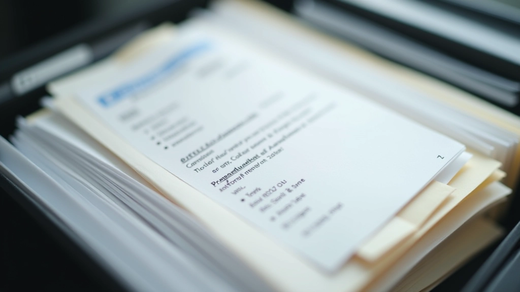 Factures et documents d'entretien automobile classés dans des pochettes plastiques transparentes dans un classeur organisé